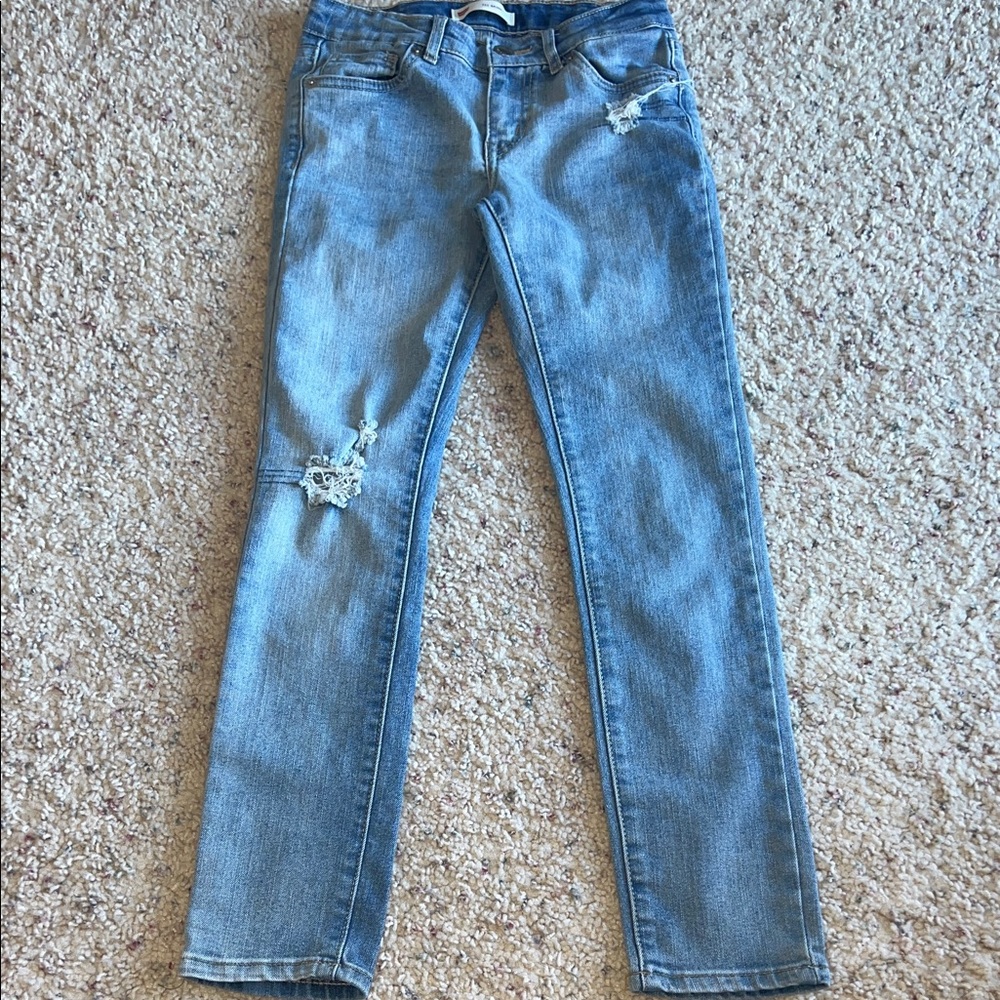 Levi's Kids 711 Skinny Distressed Denim Jeans Size 10